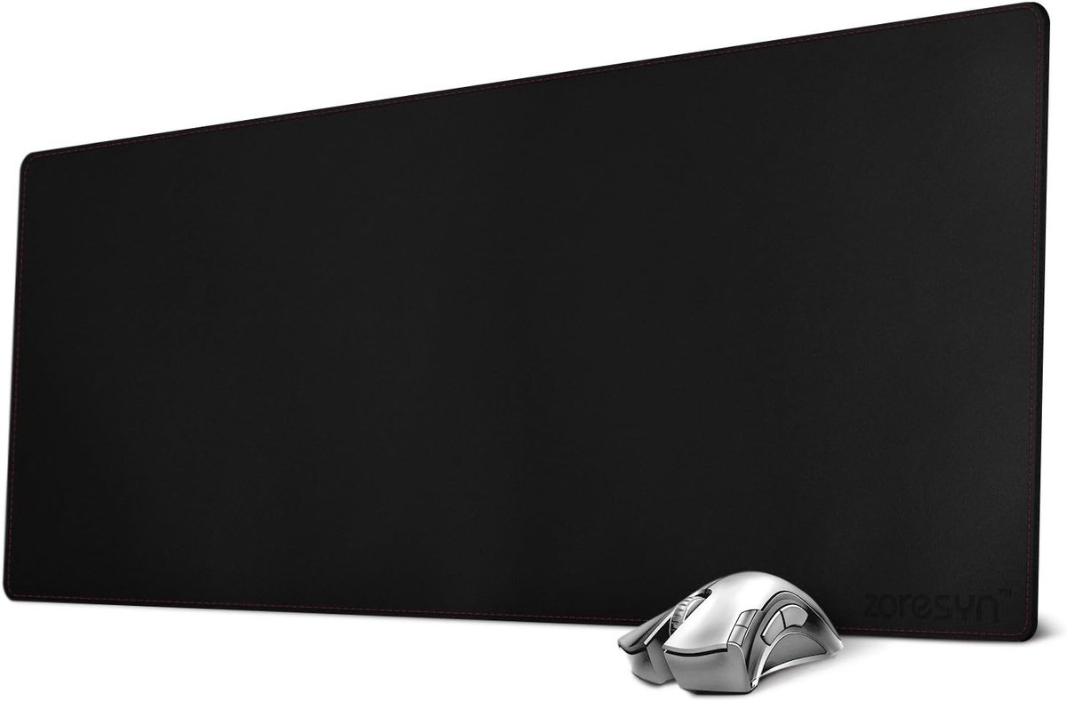 SnelShoppen - XL Grote Muismatten (88,9 x 40,6 cm) - PU-lederen Gaming Muismat met Antislip Basis - Waterdichte Bureaumat voor Toetsenbord - Zwart