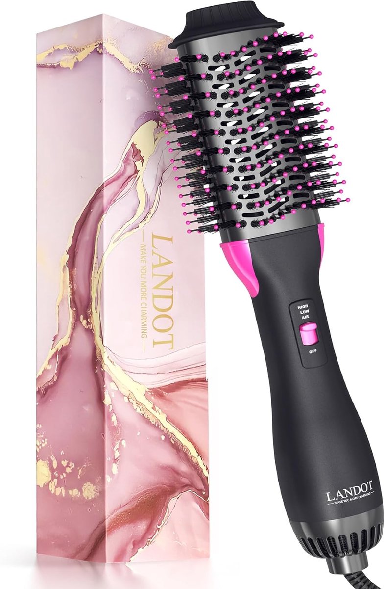 SnelShoppen - Warmeluchtborstel, Ronde Föhnborstel, One-Step Haardroger en Volumiser Plus, Ionen Heteluchtborstel, Ovale Stylingborstel voor Zacht Vol