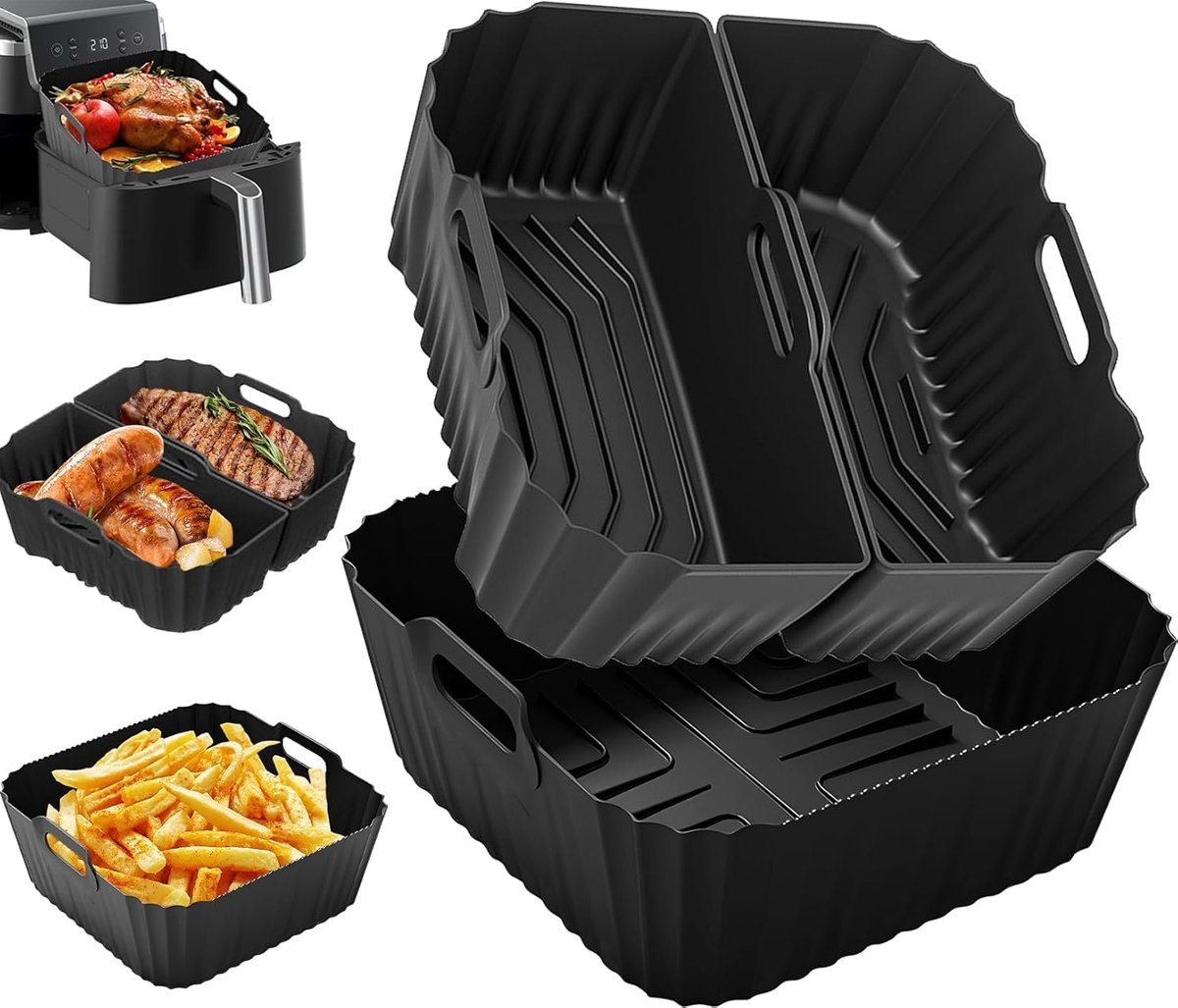 SnelShoppen - Airfryer Siliconen Vorm Set voor 5,5L/6L/6,2L/6,4L Heteluchtfriteuse - 3 Stuks Silicone Bakvormen voor Keuken, Bakken, Gezond Koken