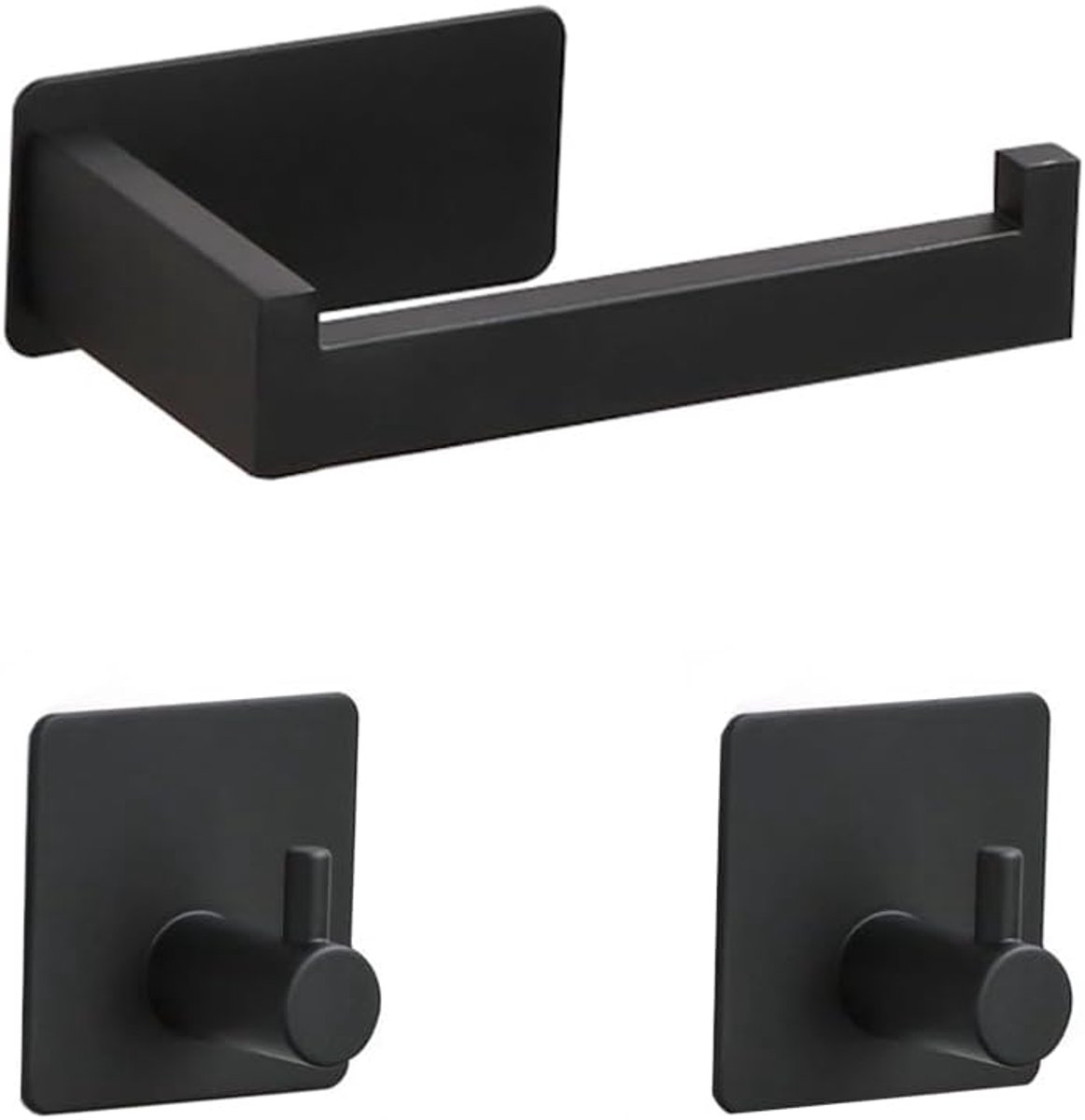 Toiletrolhouder Zonder Boren - Papierhouder Keuken - Badkamer Organisatie - Roestvrij Staal - 15 cm Breed - Zwart