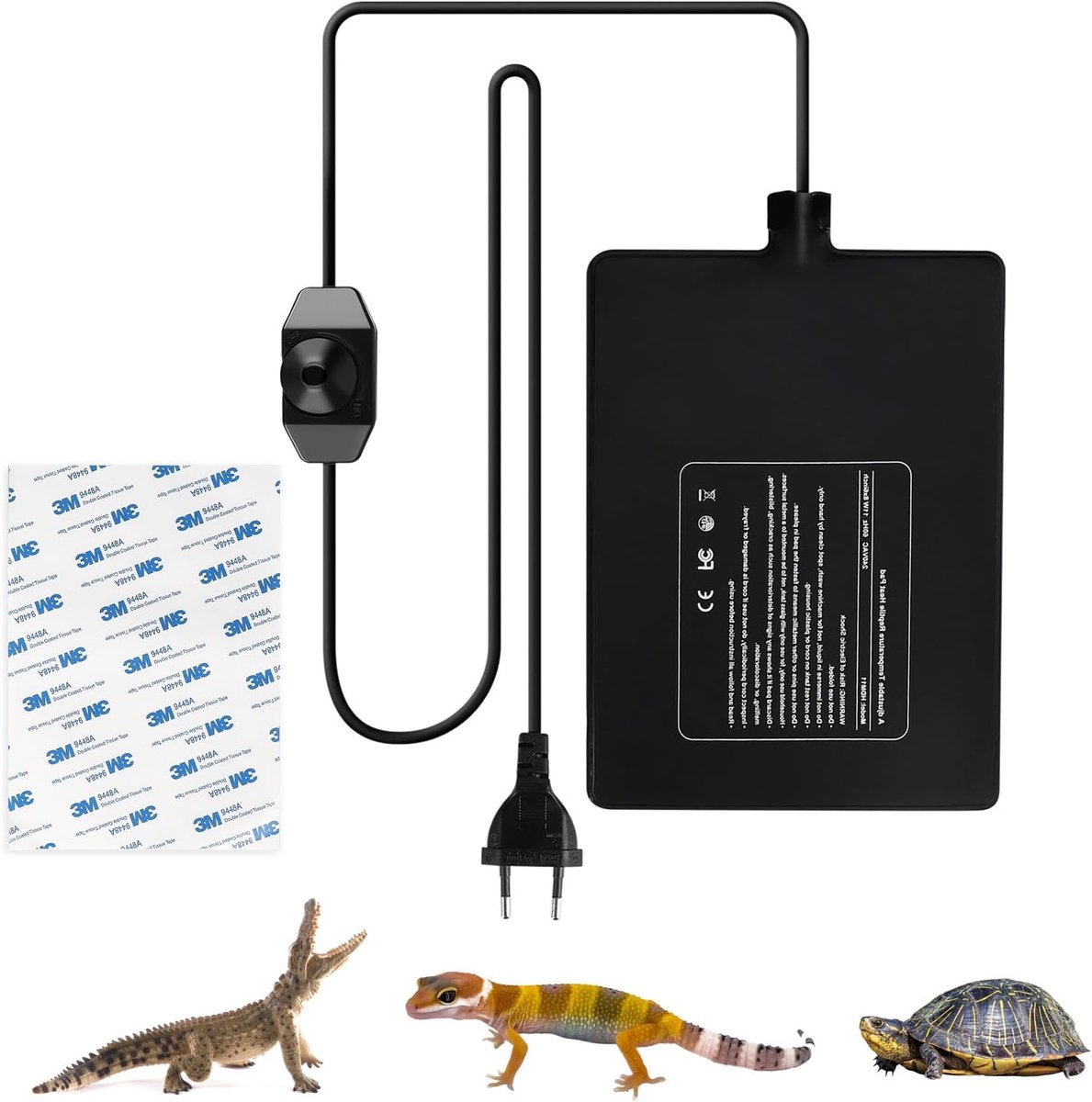 SnelShoppen - Reptile Heating Mat 23W - Verstelbare Temperatuur voor Schildpad, Slang, Hagedis, Gecko, Spin, Insecten - 20x30 cm - Terrarium Mat 0-50°