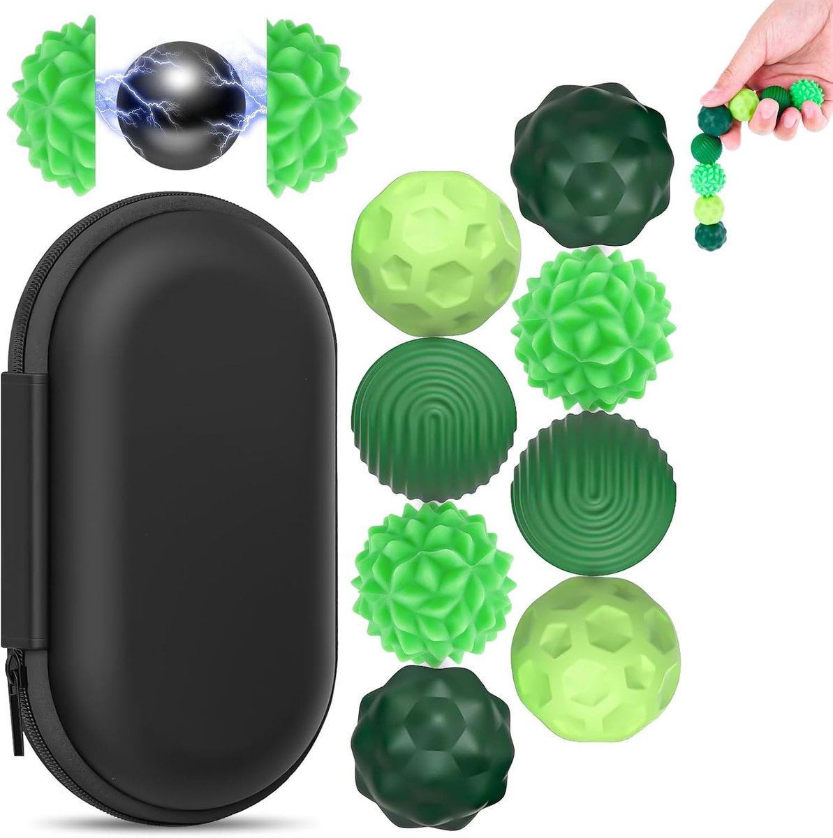 SnelShoppen - 8-delige Magnetische Anti-Stress Speelgoedset - Sensorisch Stressbal Speelgoed - Magnetische Bollen met Siliconen Omhulsel - Voor Ontspa