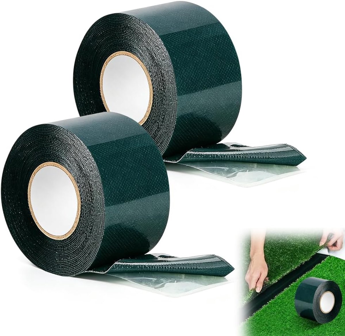 SnelShoppen - 2 Stuks Kunstgrasplakband voor Buiten - 50mm x 5m - Sterke Dubbelzijdige Kunstgrasband - Zelfklevende Tape met Hoge Viscositeit voor Tui