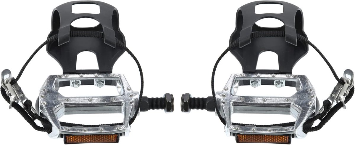 SnelShoppen - Fiets Pedalen met Toe Clips 12.7mm 1/2'' Antislip Zilver voor Binnen- en Buitenfietsen