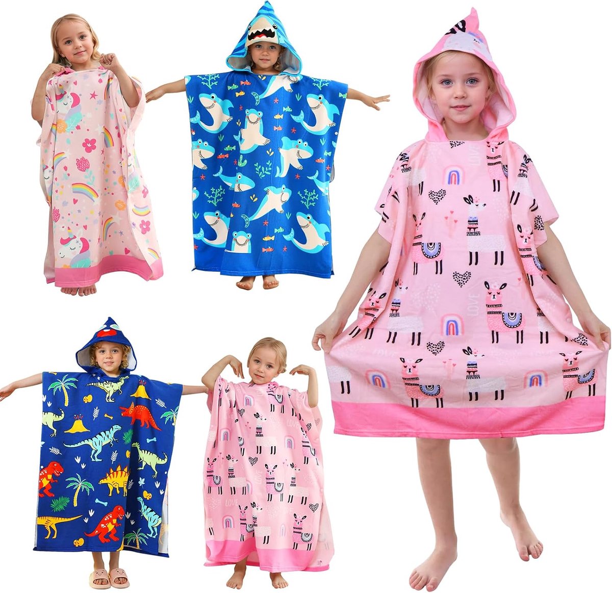 SnelShoppen - Kids Poncho met Kap XL Strandhanddoek voor Kinderen - Microfiber Badhanddoek Ultra Zacht voor Zwemmen en Surfen - Badcape voor Jongens e