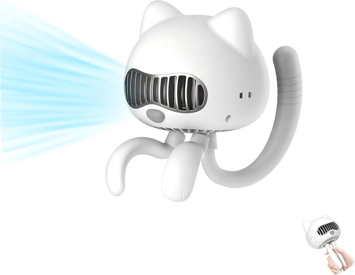 SnelShoppen - F08 Stroller Fan - Handventilator, Tafelventilator, Krachtige 2000mAh Accu, USB Oplaadbaar, Veilig Bladeloos, Aromadiffusor, Voor Vrouwe