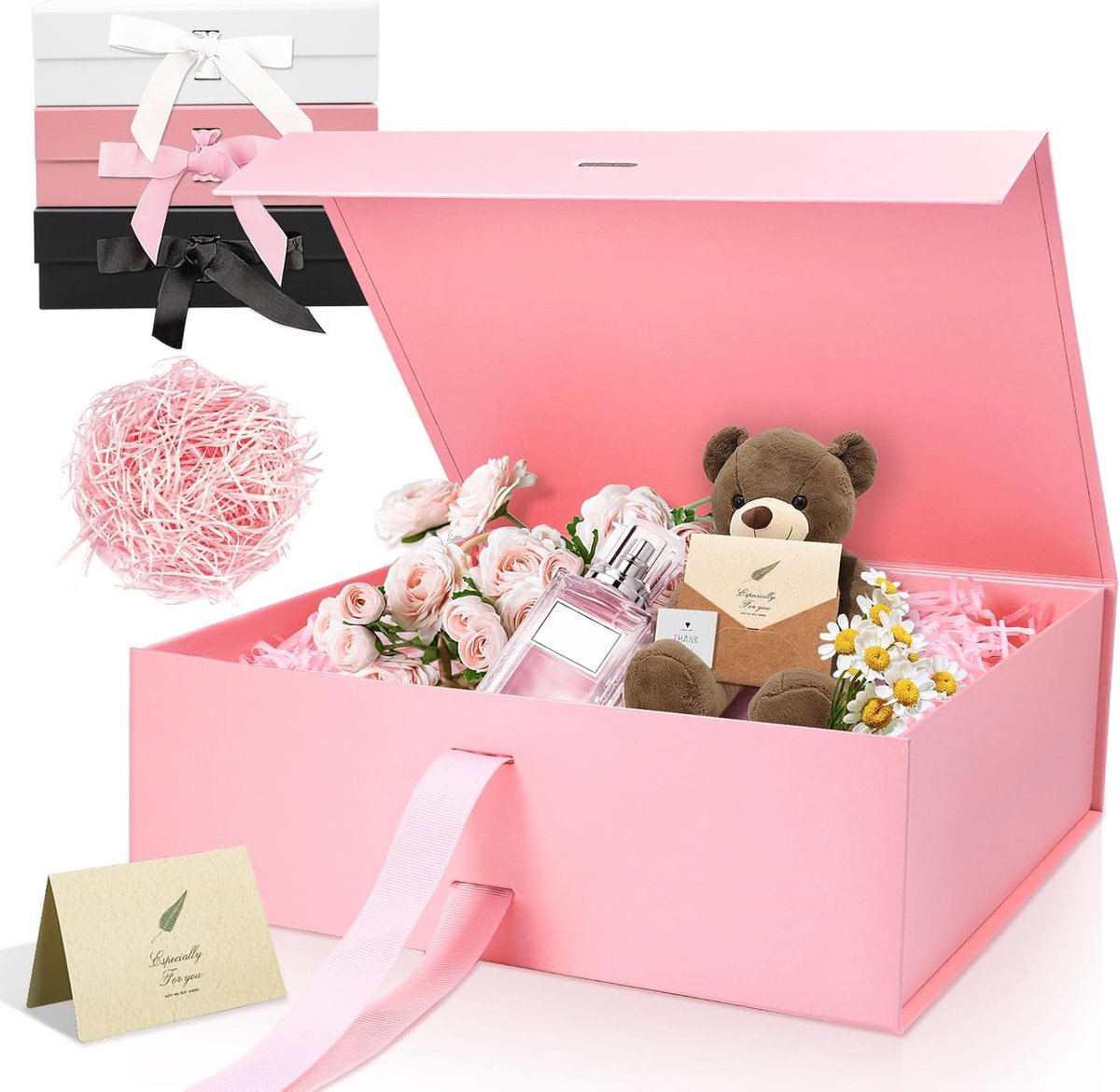 SnelShoppen - Extra Large Gift Box 32 x 23 x 10.5 cm - Luxe Cadeaubox met Magnetische Deksel en Lint - Geschikt voor Valentijnsdag, Pasen, Verjaardag,