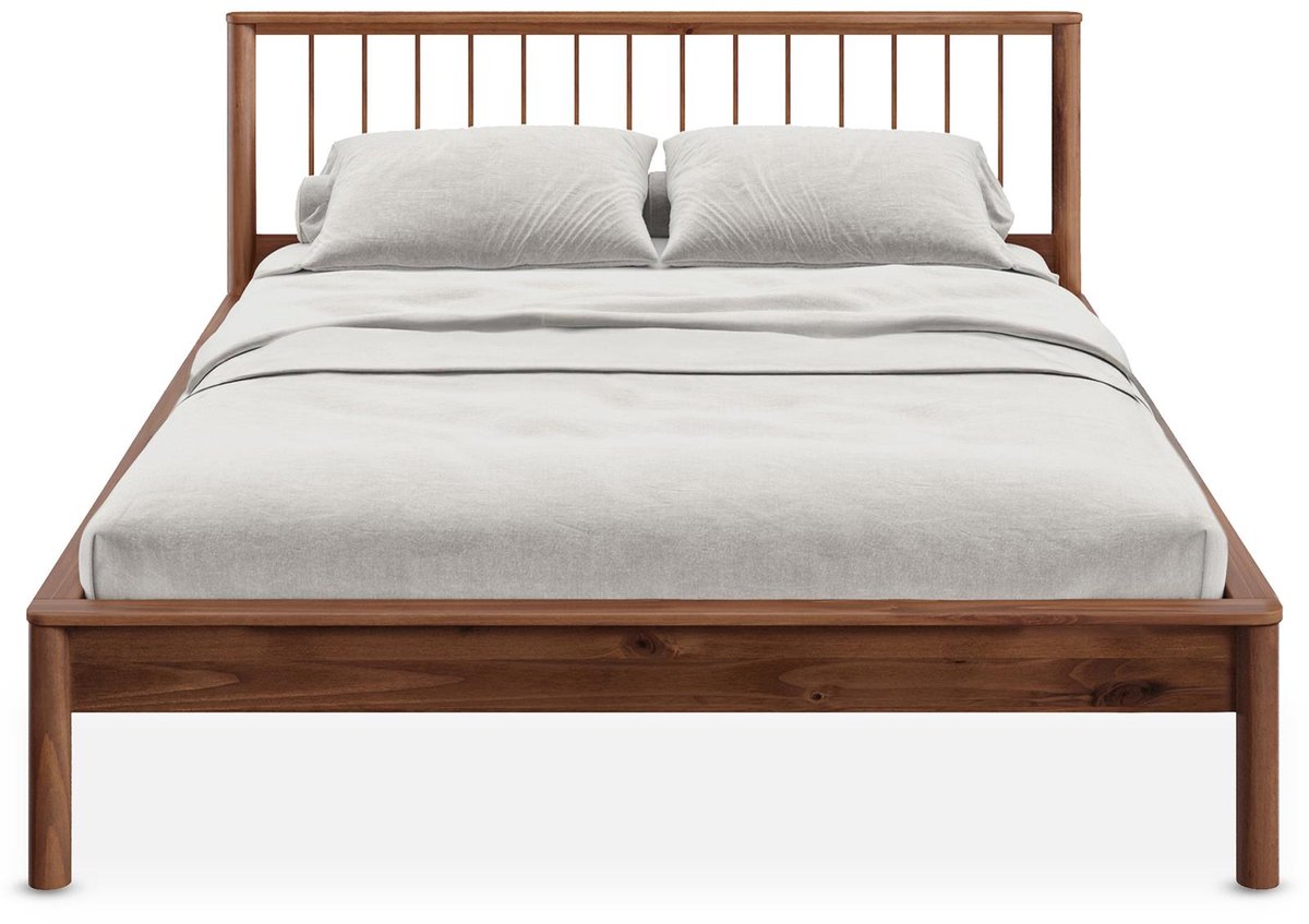 APOANA-bed van massief hout 180x200 cm – afwerking in kastanje
