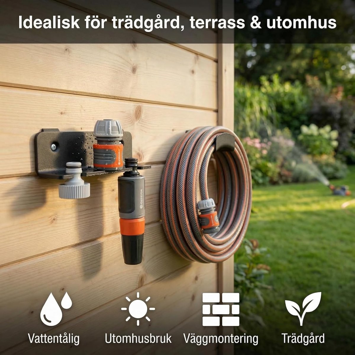 SnelShoppen - Set van 2 Wandbeugels voor Tuinslang Accessoires, Houder voor Slangadapter, Koppelingen, Spuit en Waterstop, Perfect voor Tuin en Buiten