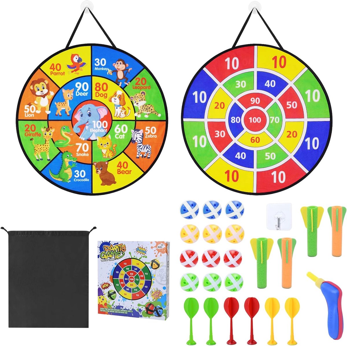 SnelShoppen - Vicloon Velcro Dartbord voor Kinderen - Dubbelzijdig Speelgoed Dartspel - 66 cm Klittenband Dartbord voor Binnen en Buiten - Verjaardags