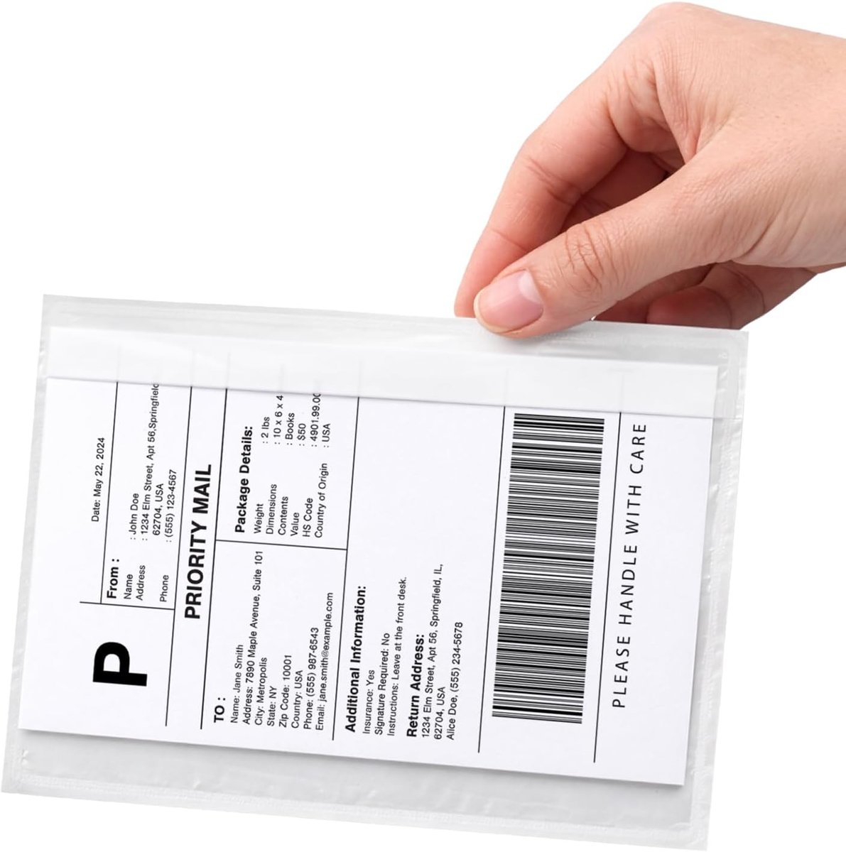 SnelShoppen - Zelfklevende Documenthoezen C6 16.5x11 cm - Transparante Verpakkingsslip Covers voor Facturen, Garantiebewijzen en Begeleidend Papier -