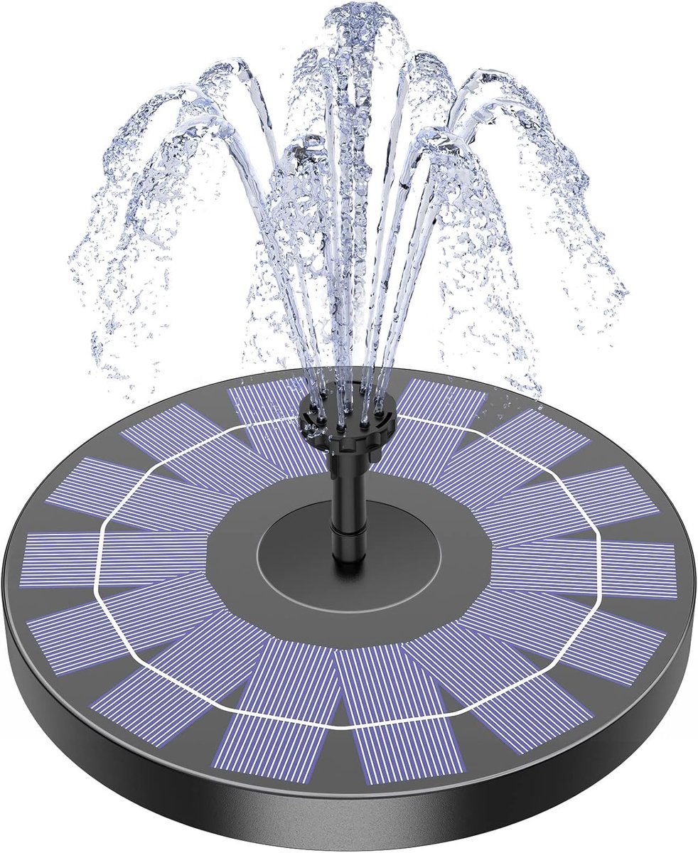SnelShoppen - Solar Fountain Pomp voor Vogeldrinkbak - 2.5W Zonne-energie Pomp met 6 Nozzles voor Tuin, Vijvers, Zwembaden en Aquariums