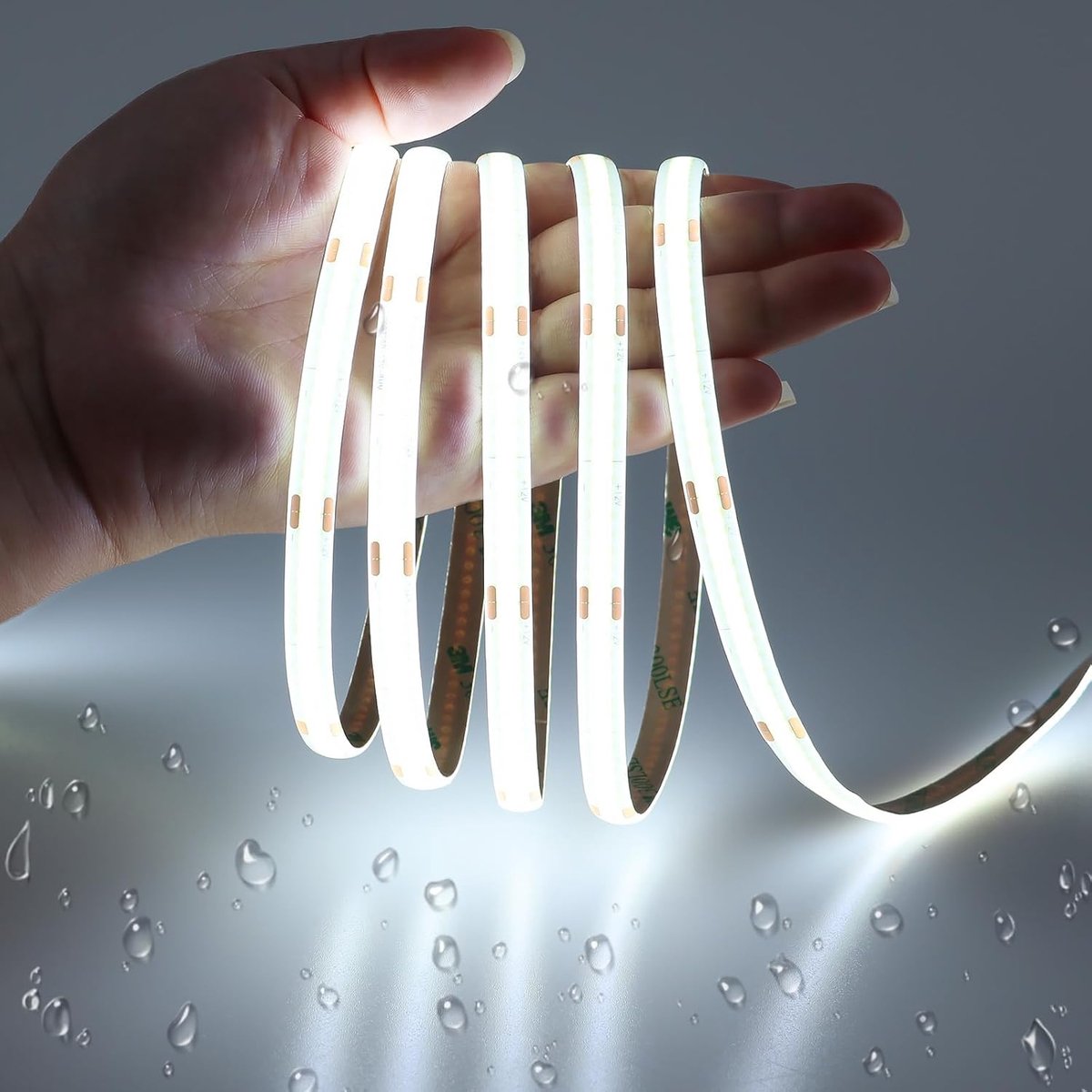 SnelShoppen - 12V COB LED Strip Waterproof 6M Dimmable Cool White 6000K CRI 90+ voor Keuken, Werkblad, Planken en Trapverlichting
