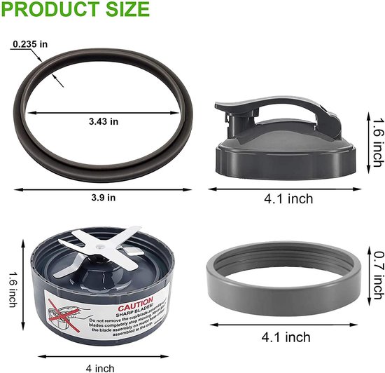 14 stuks blender vervangende onderdelen extractor mes en bekers Geschikt voor NutriBullet 600w & 900w serie, inclusief pakking schokdemper en tandwiel (1 mes, 3 bekers, 1 deksel) van Mixpresso — afbeelding 2