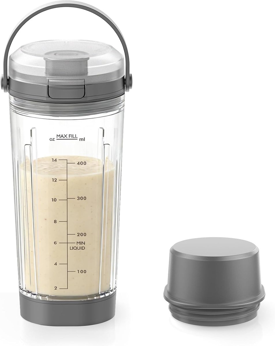 SnelShoppen 18oz Vervangende Mengbeker voor Portable Blender Geschikt voor BC100 en BC151 Series Inclusief Sip Lid met Draaghandvat Blad Lid en O