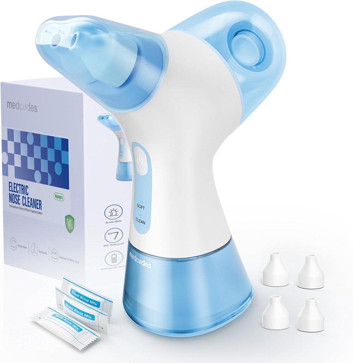 SnelShoppen - Upgraded Neus Irrigatie Systeem, Elektrische Neus Spoelmachine met 30 Zoutpakketten, Neuszuiger voor Snelle Verlichting van Neusklachten