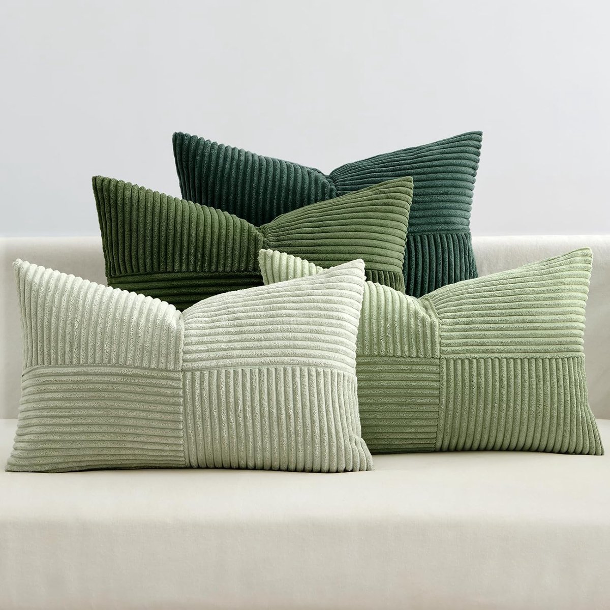 SnelShoppen - Throw Pillow Covers Set van 4 - Corduroy Velvet Kussenhoezen - 30 x 50 cm - Patchwork Design - Decoratieve Kussens voor Bank, Stoel en S