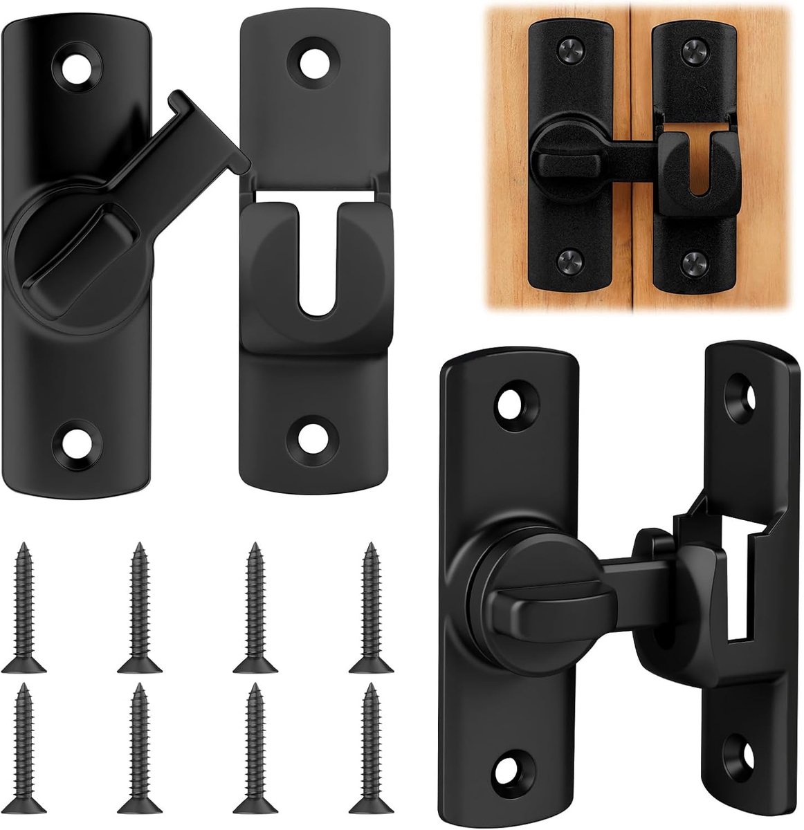 SnelShoppen - Schuifdeurslot - Deurgrendel voor Schuifdeuren - 2 Stuks - Klein Schuifdeurslot - 90/180 Graden - Aluminiumlegering - Voor Ramen, Tuinpo