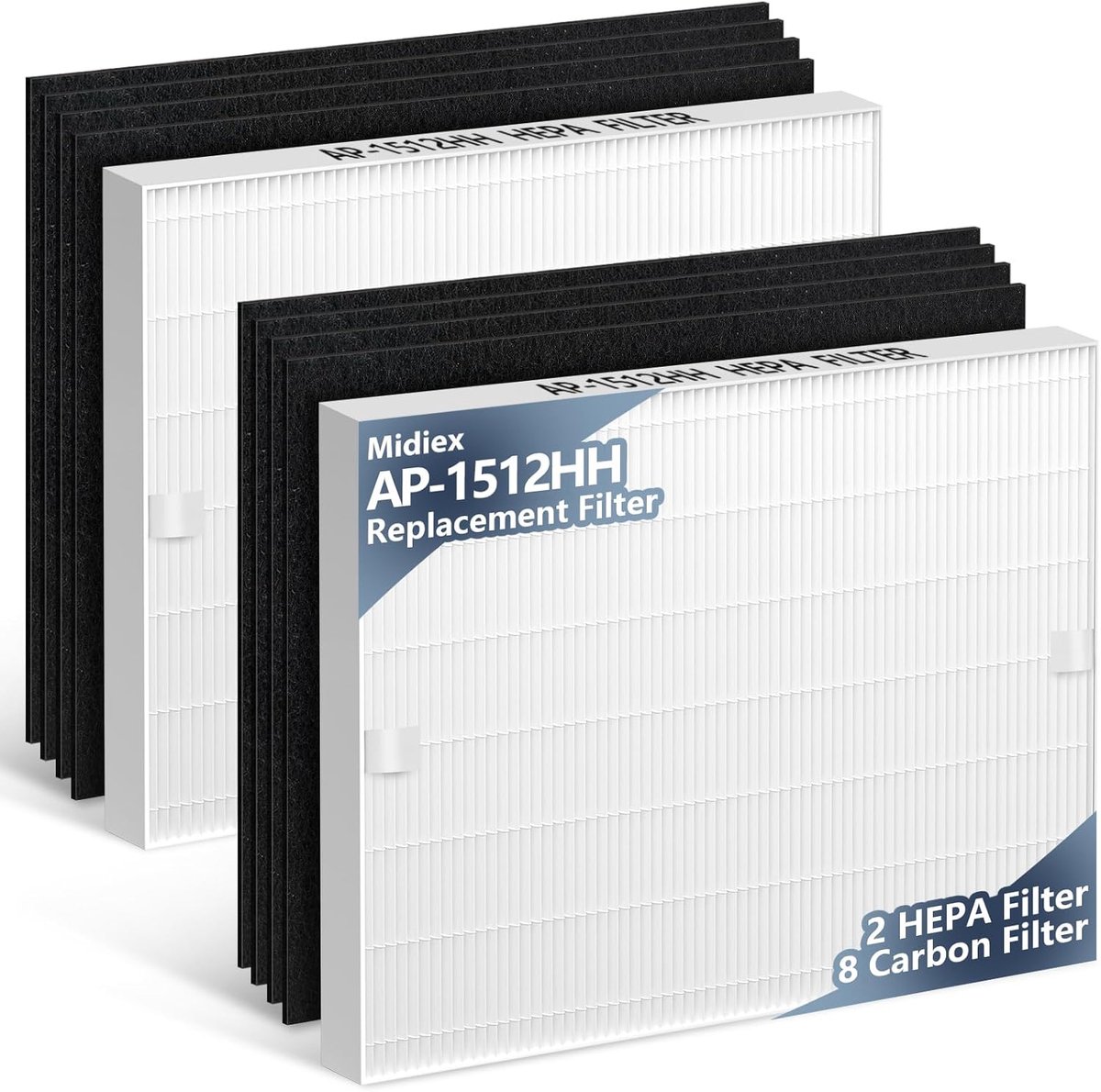 SnelShoppen - AP-1512HH vervangingsfilter voor luchtreiniger, H13 True HEPA + 8 actieve koolfilters, ideaal voor thuis, kantoor, allergieën, en schone