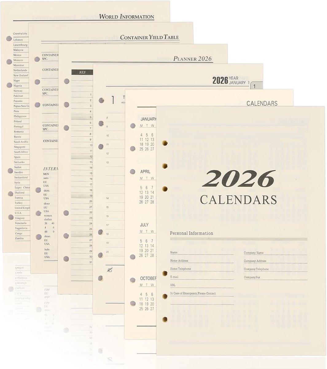 SnelShoppen - Weekplanner 2026 A5, 6-gaats perforatie, 176 pagina's navulpapier voor planners, agenda's, doe-het-zelf projecten, januari - december 20