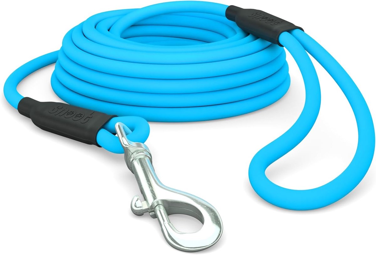 Thijox - Looplijn voor Honden 5m, Waterdichte Ronde Trainingslijn met Polsband, Robuuste Vrijlooplijn voor Honden tot 35 kg, Cyaanblauw, Perfect voor