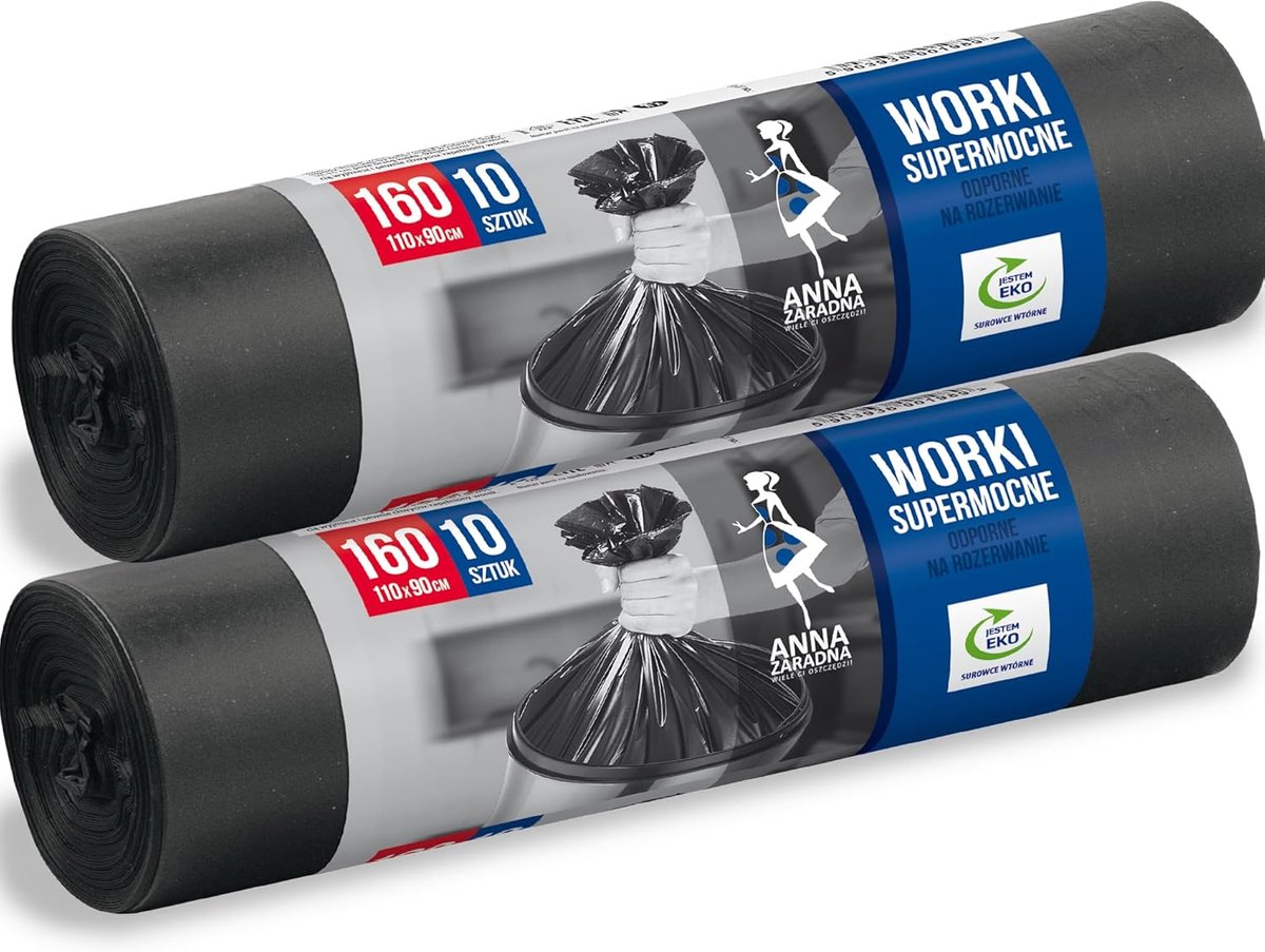 SnelShoppen - Grote Vuilniszakken 160 liter Supersterk - Voordeelverpakking 20 Stuks 110 x 90 cm 35 µm 100% Gerecycled - Perfect voor Tuin, Klussen, F