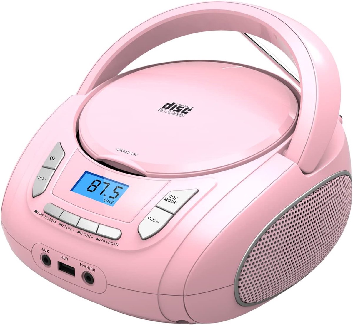 SnelShoppen - Boombox Draagbare CD Speler voor Kinderen met Bluetooth, FM Radio, MP3, USB, Aux en Hoofdtelefoon Jack - Stereo Geluid voor het Hele Gez