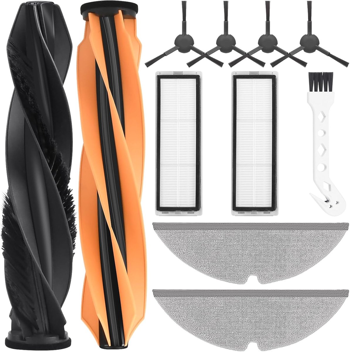 SnelShoppen - 11-delige Accessoireset voor Robotstofzuiger | 2 Hoofdborstel, 4 Zijborstels, 2 Filters, 2 Doeken, 1 Reinigingsborstel, Perfecte Passend
