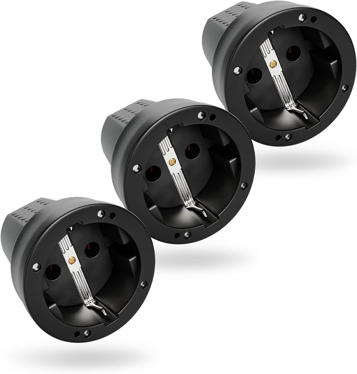 SnelShoppen - 3x Schuko Clutch IP44 voor Buiten met Kinkbescherming - Rubber Koppeling 230V, 16A, 3.7kW - Waterdichte Schuko Aansluitingen voor Tuin,