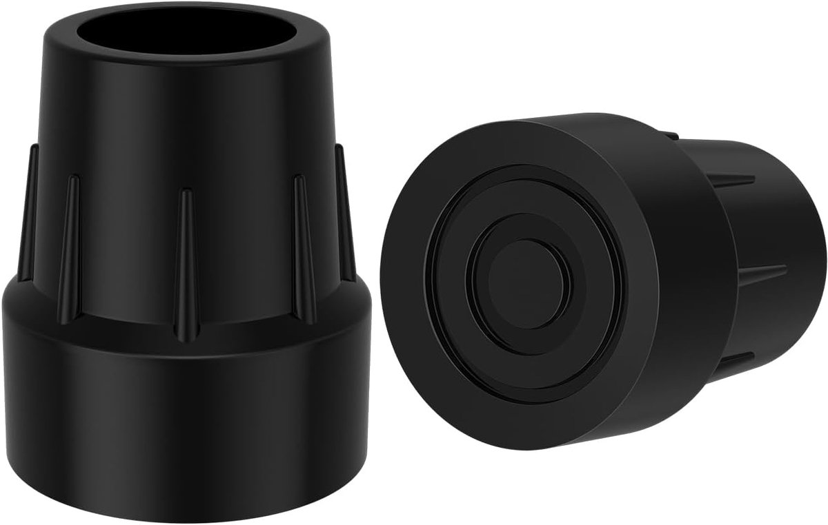 SnelShoppen - 2 Pack Rubber Caps 25mm - Universele Antislip Vervangingen voor Stools, Rollators, Toiletten, Douche Stools en Badbanken - Zwart
