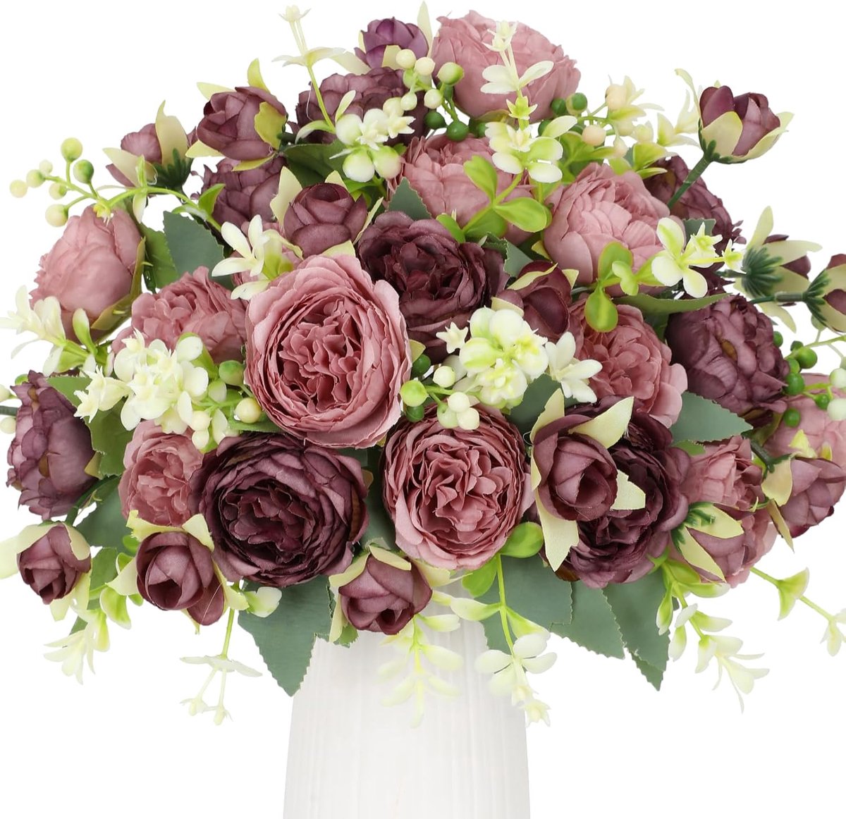 SnelShoppen - 4 Bouquets Kunstbloemen Pioenrozen Bruin Chameo Zijde Pioenboeketten Voor Bruiloft Feest Tafeldecoratie Woonkeuken