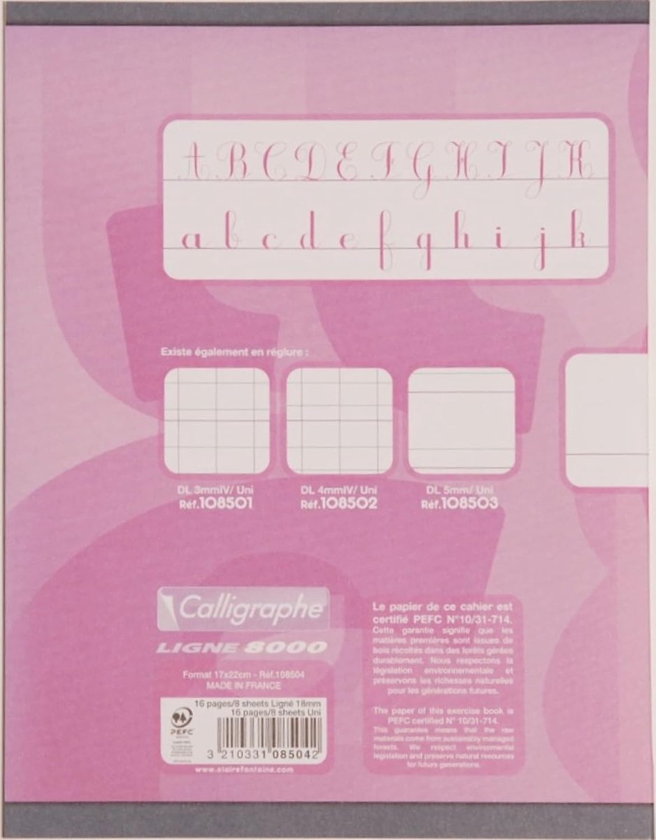 Thijox - Calligraphe Oefenschriften Set van 20 - 17x22cm - 32 Pagina's - Gelijnd - 18mm - Effen Wit - 90g Papier - Offsetkarton Kaft - Perfect voor Sc