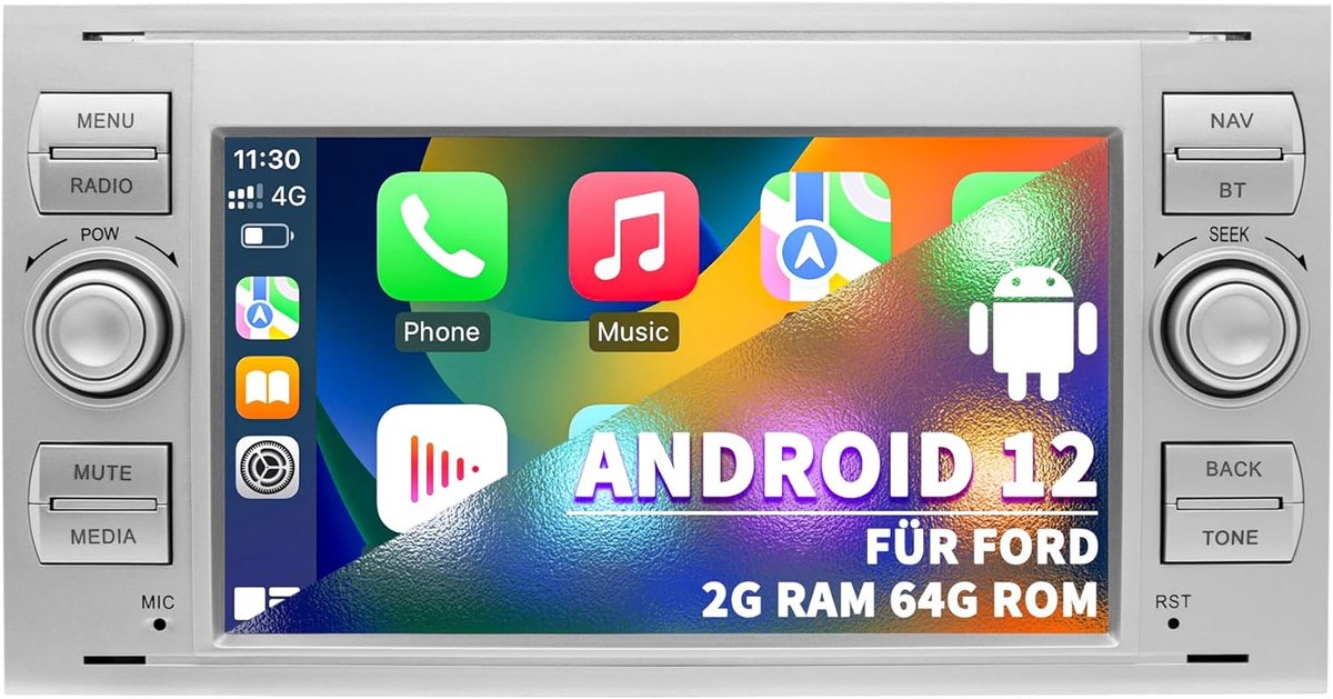 SnelShoppen - Car Radio Ford Focus Mondeo S-Max C-Max Galaxy Android 13 2G+64G 7 Inch Touch Screen GPS Navigatie CarPlay Android Auto Bluetooth WLAN