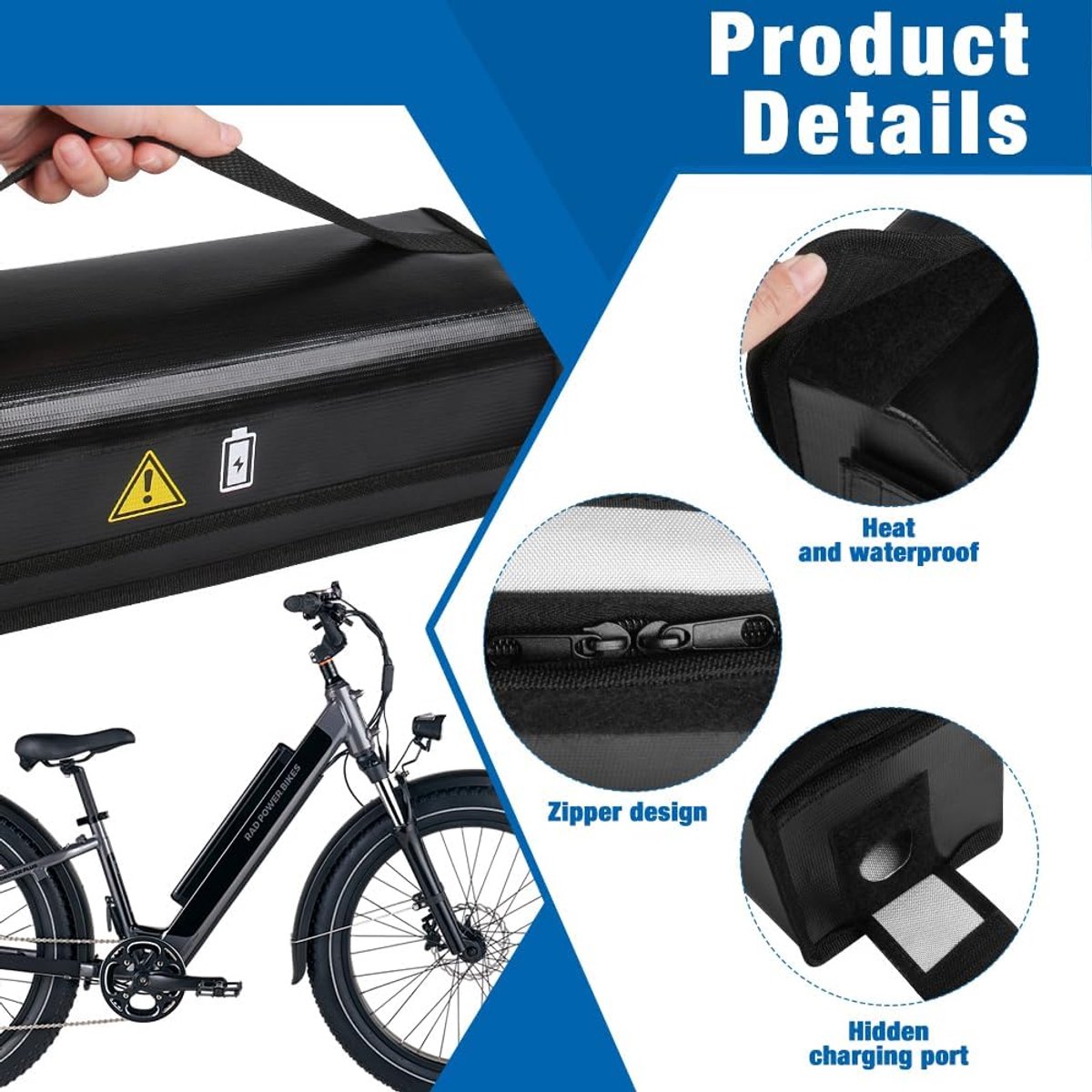 SnelShoppen - E-Bike Accu Tas Brandvertragend tot 1000°C, 41 x 13 x 14 cm, Vuurvaste Fietstas met Schouderband voor Opslag, Transport en Opladen