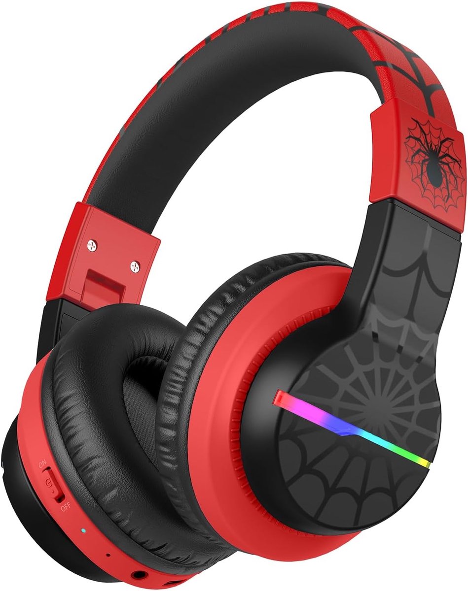Thijox - Bluetooth Kinderhoofdtelefoon met Gekleurde LED Verlichting, Over-Ear, Volumebegrenzing 74/85 dBA, 85 Uur Speeltijd, Bluetooth 5.2, Ingebouwd