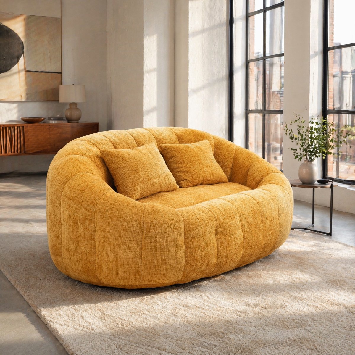 MODENUIT Zitzakbank 150x95x63 cm - Met Rugleuning En Armleuningen - Voor Binnen En Buiten - Chenille Geel