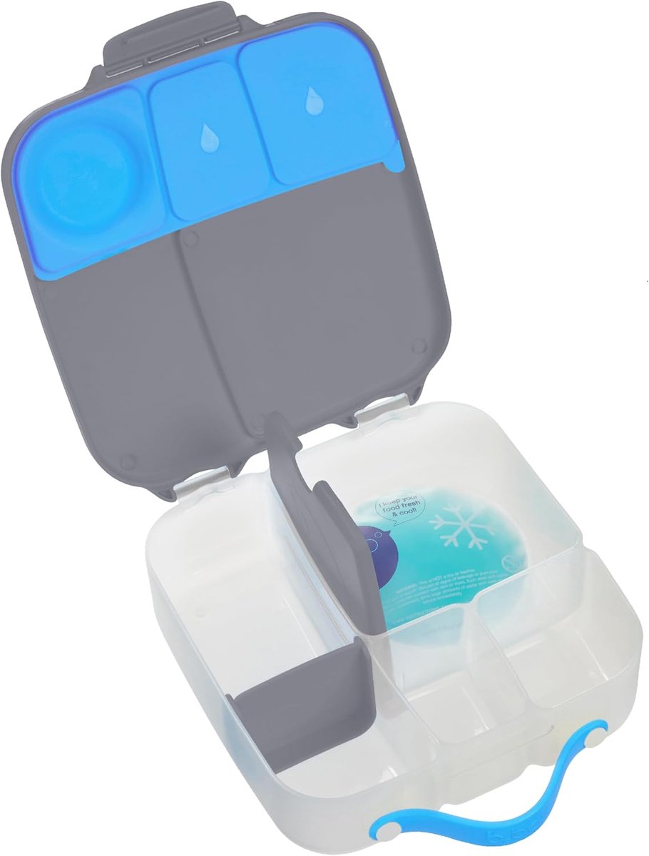 Thijox - Kinderen Broodtrommel Jumbo Bento Box met 4 Vakken (2 Lekvrij) en Uitneembare Scheidingswand, Gelkoelaccu, Schoollunchbox 2 Liter voor Kinder