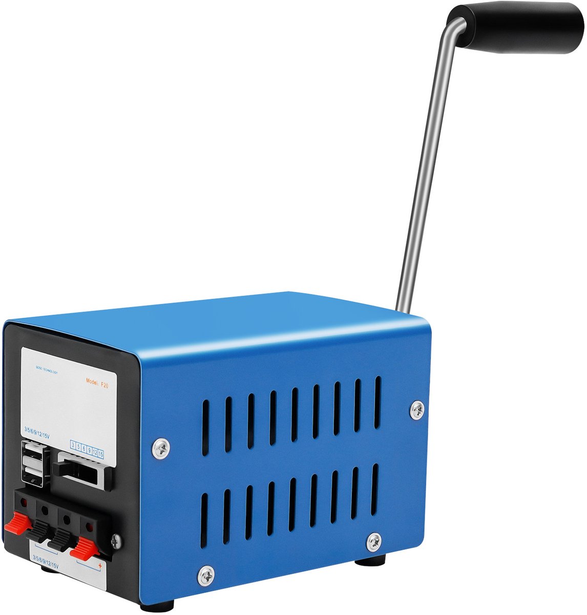 M-Goods - Handgenerator F20 - Draagbare Aggregaat - Noodstroom met meerdere uitgangspoorten - Max. 20W