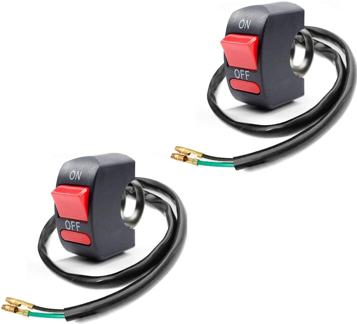 SnelShoppen - 2 Stuks Motorfiets Handvat Rocker Schakelaar Aan Uit Drukknop Schakelaar Voor U5 U7 U2 LED Koplamp Scooter Elektrische Fiets 22mm