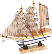 Decoratie houten model Gorch Fock 3 masten 16 cm - Schaalmodel schepen - Maritieme woondecoraties