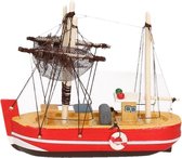 Decoratie vissersboot rood 14 cm