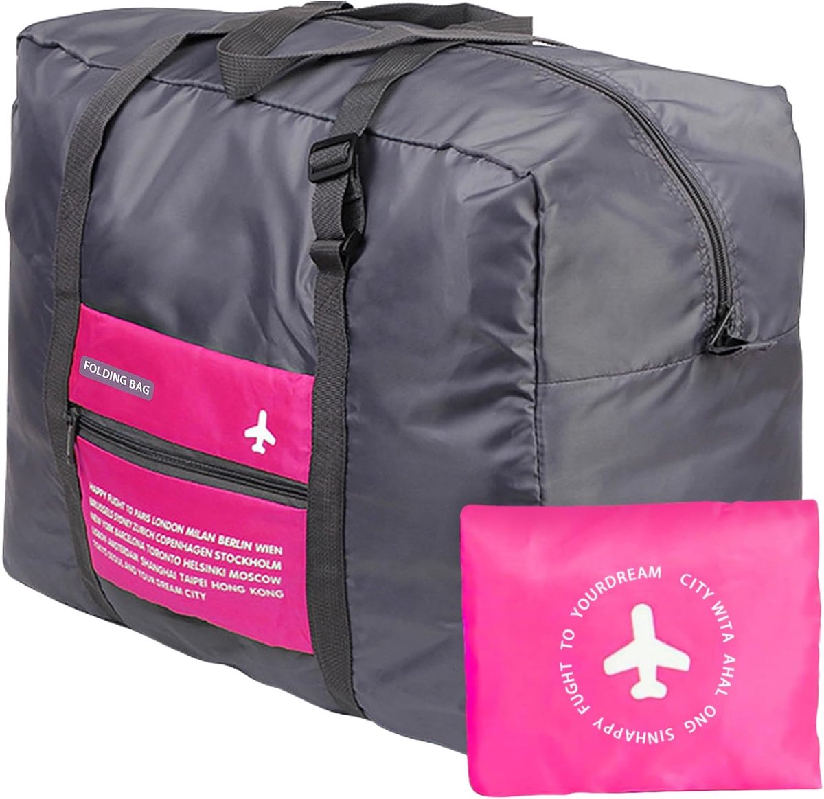 SnelShoppen - Opvouwbare Reizen Plunjezak Sport Gym Tote Waterbestendig Carry Bagage Tas Weekender Overnachting Tas 17,75" - Compact en Lichtgewicht