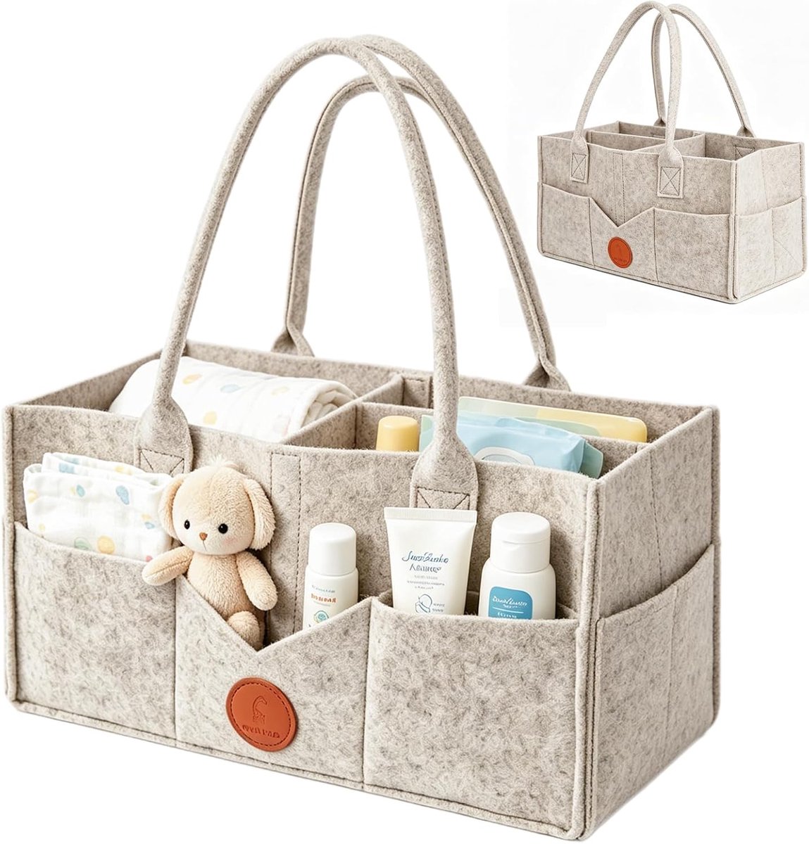 SnelShoppen - Diaper Organiser, Luiertas, Organiser, Luiertasje, Vilt Caddy met Compartimenten, Geschikt voor Flessen, Luiers, Kleding, Christening Gi