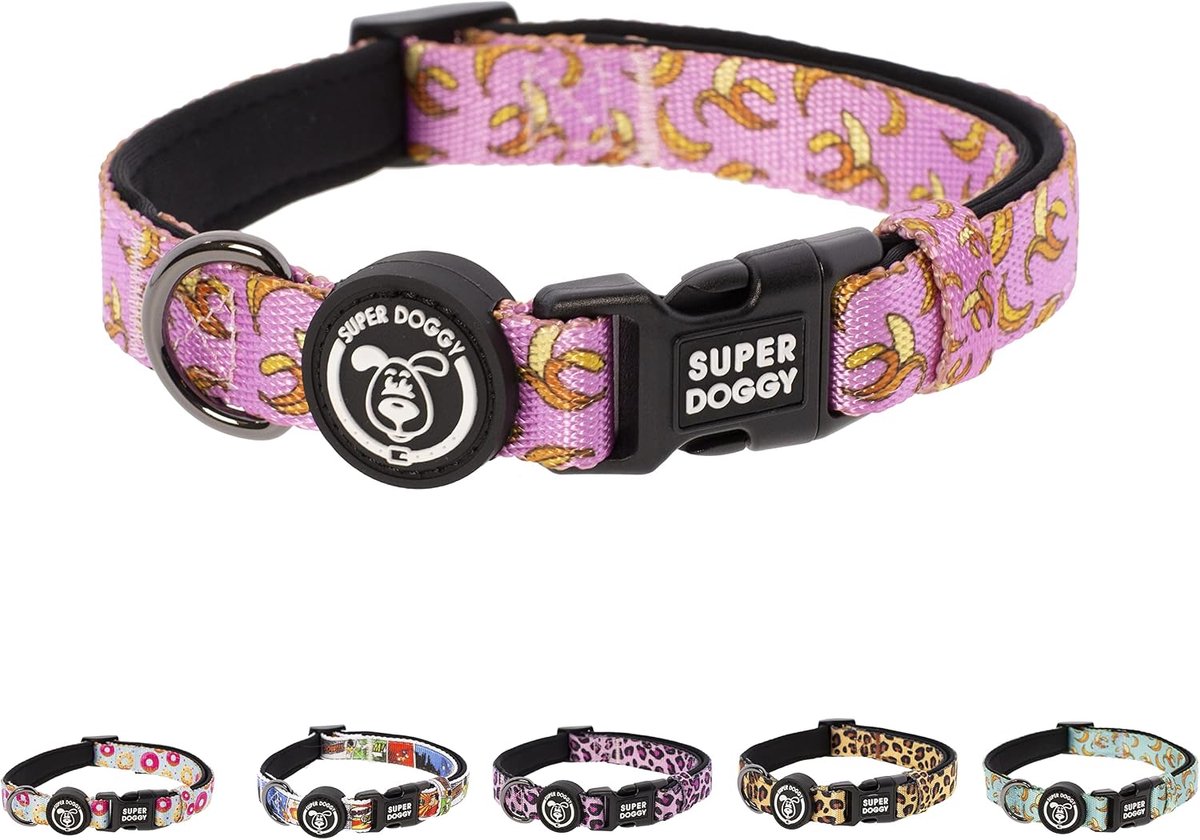 SnelShoppen - Verstelbare Hondenhalsband voor Kleine en Middelgrote Honden - Gevoerde Nylon Halsband met Modeontwerpen - Lichtgewicht en Ideaal voor P