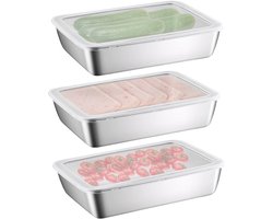 6 Stuks Meal Prep Bakjes - Vershoudbakjes - Diepvriesbakjes - Koelcontainer voor Voedselbewaring - Rvs Maaltijddoos - Roest - Corrosiepreventie - Stapelbare Opslag - Brood Bakken - Voedsel Conserveren