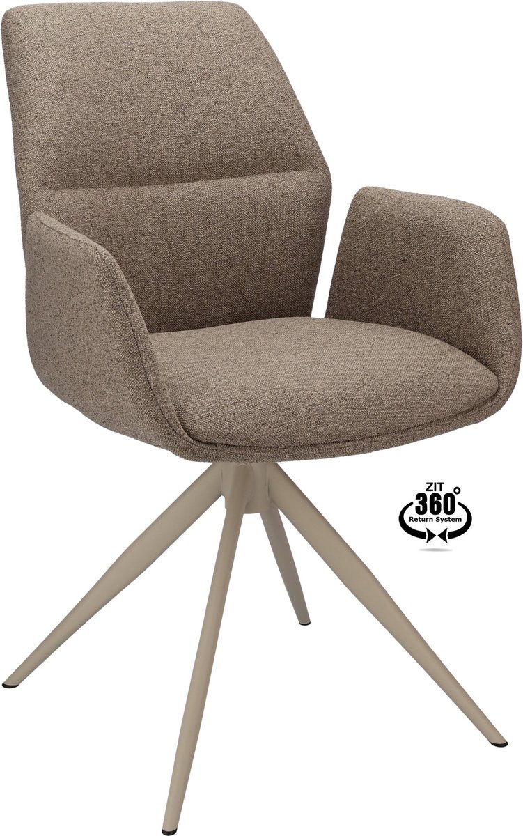 Icon Living - Armstoel Waylon Stof Glory Liver Leg Creme 360° Return-system