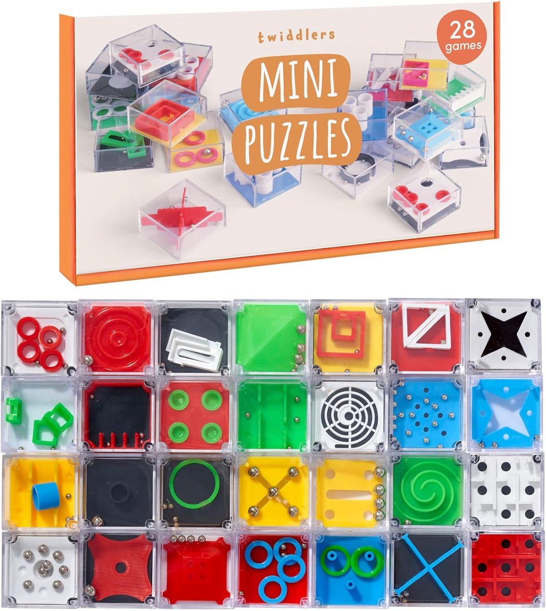 SnelShoppen - 28 Mini Puzzels Speelgoed, Geduldsspellen voor Kinderen, Jongens en Meisjes - Perfect voor Kinderfeestjes, Verjaardagen, Cadeaus en Trak
