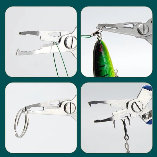 SnelShoppen - Multifunctionele Vis Pliers Set met Haak Verwijderaar - 3 Stuks RVS Visgereedschap, Draagbare Haak Verwijderaar, Snelle Zeef vis Haak Ve van Snelshoppen — afbeelding 3