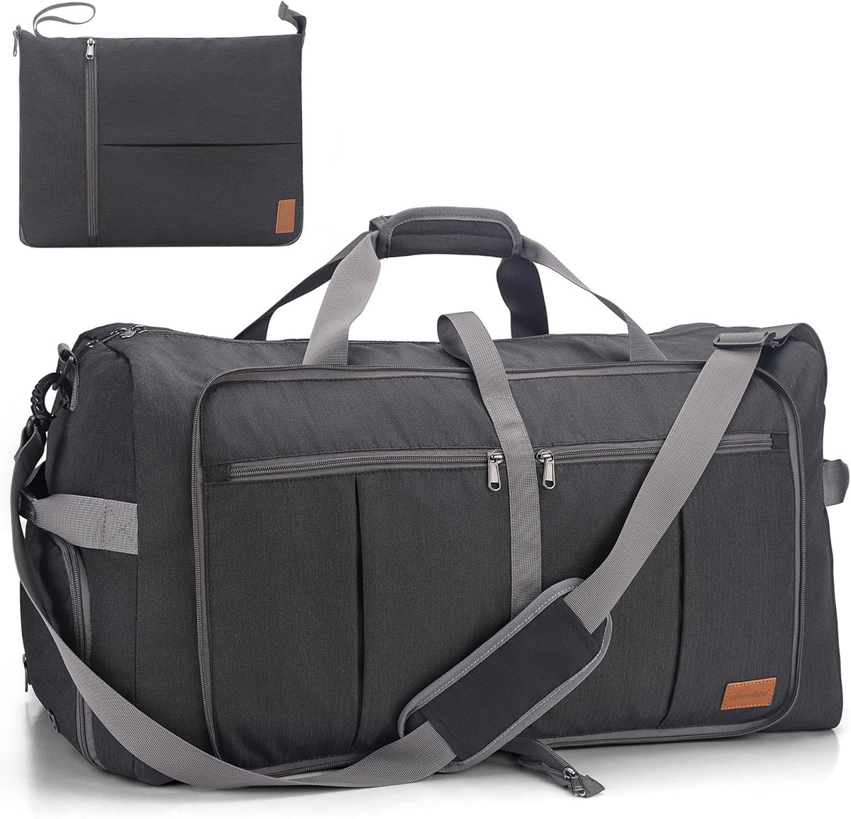 SnelShoppen - Grote Vouwbare Duffle Bag Weekendtas met Schoencompartiment 125L Zwart - Duurzaam Waterdicht 600D Polyester Perfect voor Reizen en Sport