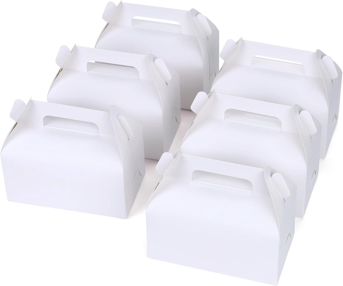 SnelShoppen - 30 Stuks Cadeau Dozen Wit met Deksel en Handvat, 16.2 x 9.5 x 8 cm Kartonnen Cadeauverpakkingen voor Verjaardagen, Bruiloften, Babyshowe